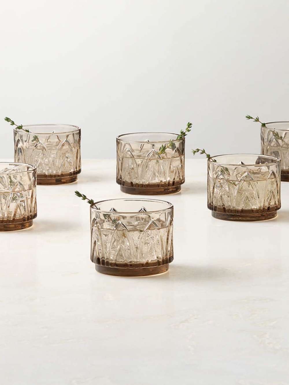 CB2 Buchanan Smoked Stacking Double Old-Fashioned Glasses - Set of 4